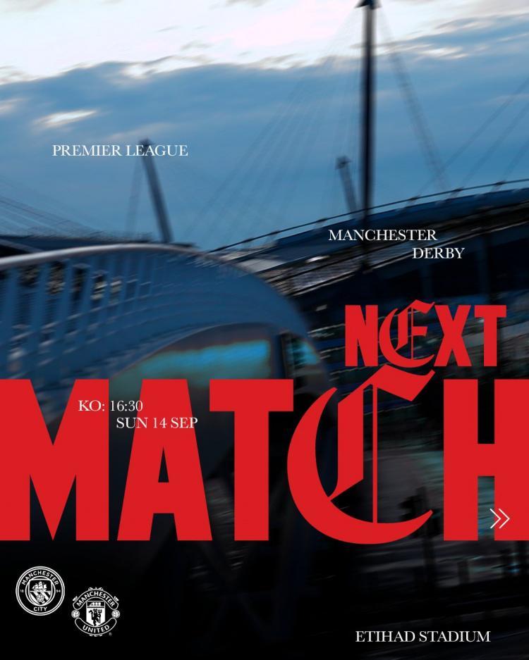 焦点之战！曼城官方社媒发布曼市德比海报